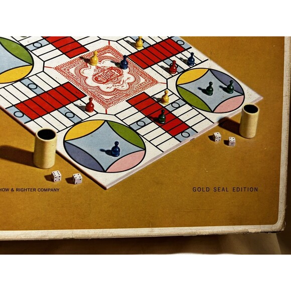 Vintage Parcheesi Board Game 1964 Gold Seal Edition Backgammon of India - Picture 6 of 7